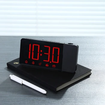 LED Digital 2 Budilka USB Elektronski Watch Wake Up FM Radio Čas Projektor