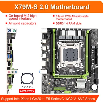 X79 M-S2.0 motherboard LGA2011 ATX USB2.0 PCI-E NVME M. 2 SSD podporo REG ECC pomnilnik in Xeon E5 procesor DDR3*4 reže RAM