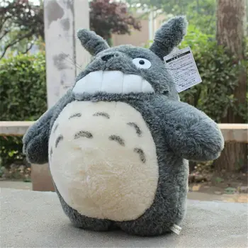 35 cm Kawaii Moj Sosed Totoro Catbus Plišastih Anime Znakov Mačka Lutka z Lotus List/Zobe/Odpri Usta Mehko Spalne blazine