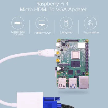 Raspberry Pi 4 priključek Mikro HDMI Na VGA Apdater z AV / Avdio Vmesnik, Kabel USB Podatkovni Kabel za Raspberry Pi 4 Način B 4B