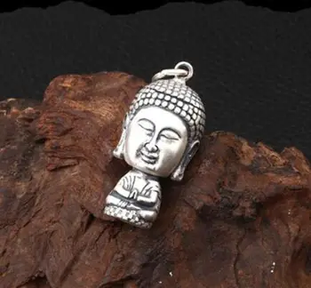 Lepe Tibera srebro Baker Carced Buda Sakyamuni majhen obesek /Statuesg