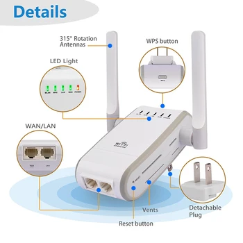 Brezžični WiFi Repeter 300Mbps, Wifi Usmerjevalnik Ojačevalnik Signala Dostopne Točke IEEE802.11n Wifi Extender Booster LAN WAN Padec Ladijskega prometa