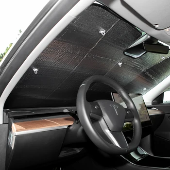 Za Avto Zaščitnik Sun Okno Dežnik Vizir Vetrobransko steklo, Pokrov Spredaj Zadaj Avto Anti Sneg, Led UV Zaščitena Tesla Model Treh