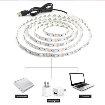 1 Meter USB LED Trakovi, RGB Svetlobe 5050 5V z Nepremočljiva 24 Tipko Daljinskega Povezani za Razsvetljavo Doma Stranka Dekor