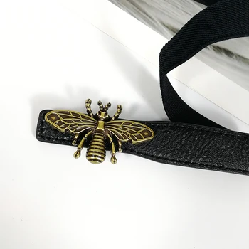 Elastični obleko pasu luksuzne blagovne znamke letnik čebel zlato kovinski pasovi za ženske stretch cummerbunds dolgo tanko ceinture femme pas