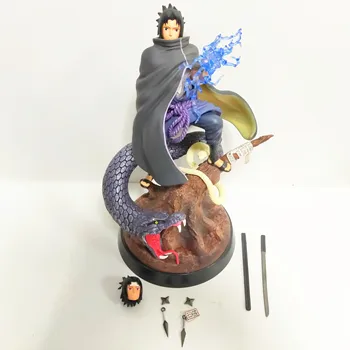 Naruto Sasuke Kače Kip PVC figuric Igrače 320 mm Naruto Shippuden Anime Uchiha Sasuke Glavo Spreminjanje Figur Model Igrača