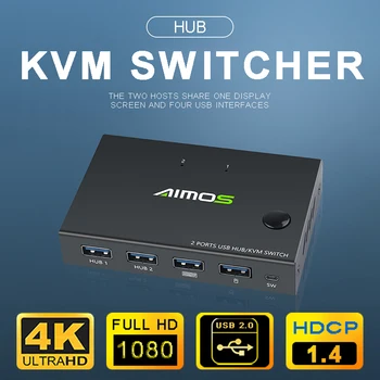 Za Miško&Tipkovnico Delitev 1pc Prenosni 2 Vrata USB 2.0 Hub 4k HD KVM Video Prikazovalnik Preklopnik S Tip-C priključni Kabel