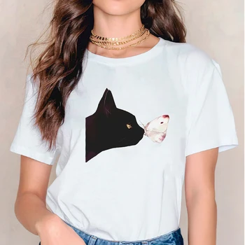 Majice za Ženske majice Leopard Pes Šapa Tiskanja Srčkan Harajuku 90. letih Ženske Print Lady Ženska Grafični Top Ženski Tee T-Shirt