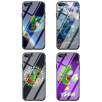 Risanka Yoshi Kaljeno Steklo primeru telefon za iphone 5 5s SE 2020 6 6s 7 8 plus X XR XS 11 12 pro Max 12 Mini