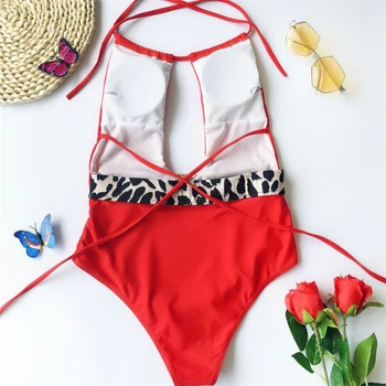 JCSWIM Leopard Bikini Kopalke Ženske 2019 Enem Kosu Brazilski Kopalke Biquini Nastavite Votlih Seksi, Plavanje Obleko Za Ženske S Pasom