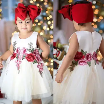 Baby Girl Oblačenja Za Dekleta Kostume Vezenje Cvetlični Brez Rokavov Princesa Obleko Otroci Oblačila Za Dekleta Obleko Vestidos