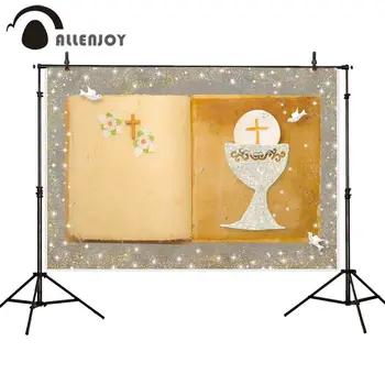 Allenjoy photophone kulise prvo Obhajilo dekoracijo gral križ knjige cvet golob bleščice okolij photocall photobooth