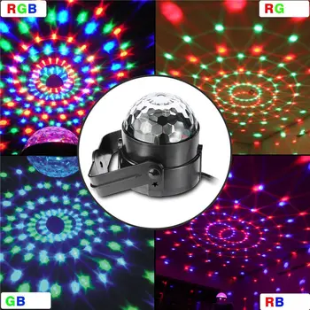 Wrumava RGB Razsvetljavo Učinek Crystal Magic Ball Žarnica LED Fazi Luč Disco Klub DJ Stranke Laser Light Sound Control DMX Kažejo