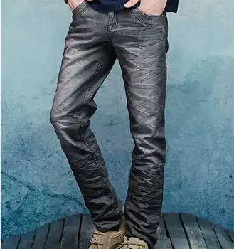 2017 tanke dihanje bombaž men ' s tri-dimenzionalni modni jeans sredi pasu ruffle naravnost hlače moški