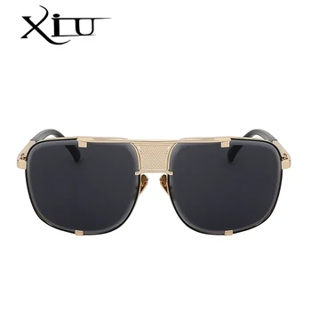 XIU Oversize Kvadratnih sončna Očala Moški Modni Oblikovalec blagovne Znamke Ženske Sunglass Retro Vintage Vrh Kakovosti Kovinskih Očal UV400