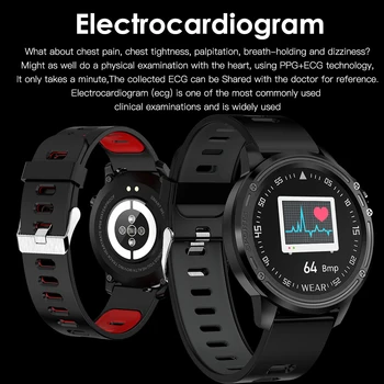 Novo L8 Pametno Gledati Moške IP68 Vodotesen Način SmartWatch Z EKG PPG Krvni Tlak, Srčni utrip, šport, fitnes ure Za Android