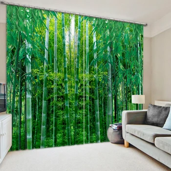 Lepa Fotografija Moda po Meri 3D Zavese zelena bambusov gozd Visoko kakovost po meri 3d tkanine, zavese