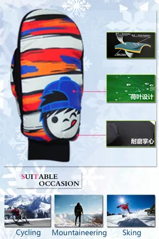 Multi barve, Pozimi strokovno snowboard rokavice risanka vzorci nepremočljiva, Windproof smučarskih rokavice zunanji termalni sneg rokavice