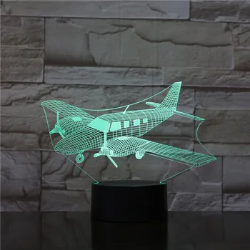 Letalo zraka Dotik/Daljinski upravljalnik Noč Svetlobe LED Stereo Akril 7 se Spremeni barva Spalnica Lučka Fantje Darilo za Rojstni dan GX1783