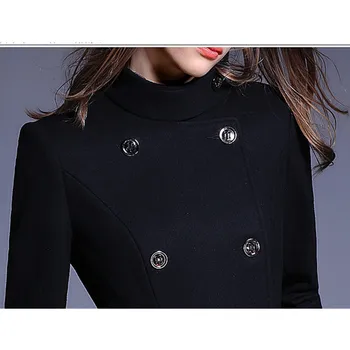 2020 Nove Zimske Ženske Črne Volne Suknjič Coats Britanski slog, Dame Slim Temperament Suknji Visoko-kakovostni razred Zimska Jakna Ženske