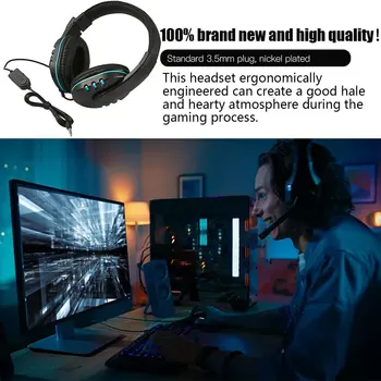 Žične Slušalke PC Gamer 3,5 mm PS4 Slušalke Stereo Surround Zvok in Mikrofon, HD Gaming Overear Prenosni računalnik, Tablični računalnik Gamer