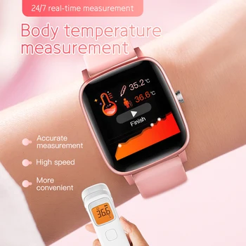 BYMUSE T98 Pametno Gledati Moške 2020 Temperatura, Krvni Tlak, Srčni utrip, Fitnes Tracker Ženske Bluetooth Smartwatch za iOS Android