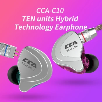 CCA C10 4BA+1DD Hibridni V Uho Slušalke DJ HI-fi Monito Teče Športne Slušalke 5 pogonska Enota Slušalke Snemljiv Odklopite Kabel 2PIN