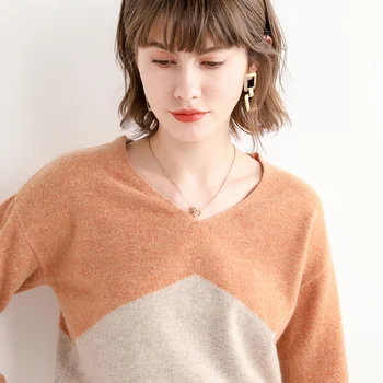 Mix barve ženski pulover stilsko svetlo polno pleteno rokavi naravnih pravi volne puloverju dame džemper