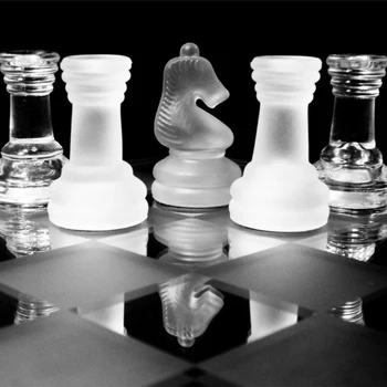 Kristalno Mednarodne Šahovske Igre Stekleni Šah Nastavite Elegantno Kosov In Stekla, namizna Igra, Motnega, Jasno 25x25cm
