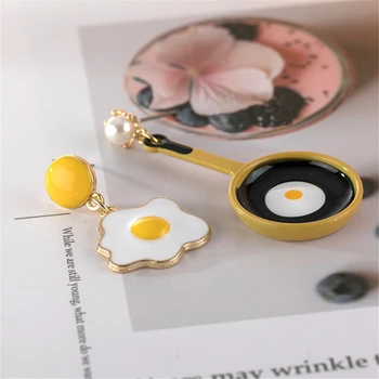 Lep osebnost Pan Pečeno jajce kovinsko uhani z geometrijsko asimetrični olje uhani ženske, nakit SHANGZHIHUA