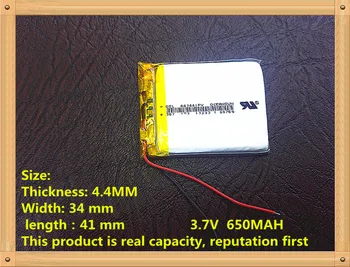 3.7 V,650mAH,[443441] Polimer litij-ionska / Litij-ionska baterija za MP3,MP4,ZVOČNIKI,bluetooth,GPS,igrača,pametno gledati