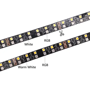 5M Dvakrat Zapored 5050 RGB LED Trak Vodotesen Črno Beli PCB RGBW RGBWW LED Luči IP30/IP67 120LEDs/m DC 12V/24V