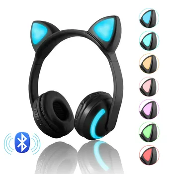 7 Barv Led Luči Bluetooth Stereo Slušalke, Brezžične Mačka Hudič Uho Slušalke Utripa Žareče Gaming Slušalke Ru Brezplačna Dostava