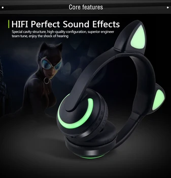 7 Barv Led Luči Bluetooth Stereo Slušalke, Brezžične Mačka Hudič Uho Slušalke Utripa Žareče Gaming Slušalke Ru Brezplačna Dostava