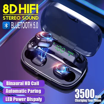 Brezžični čepkov 3500mAh LED Bluetooth Brezžične Slušalke Slušalke Čepkov TWS Touch Kontrole Šport Noise Cancel Slušalke