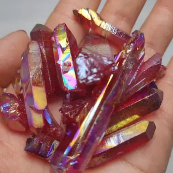 500 g Electroplated Rdeče Titana Aura Lemurian Semena Quartz Crystal Točke Kamni Vzorcu Dekor Naravnih Kvarčni Kristali
