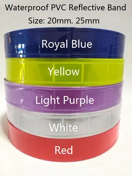 Klasična 25 mm široko 50 metrov roll nepremočljiva pvc odsevni trak trak za varnost (Royal Modra, Rumena,Svetlo Vijolična,Bela, Rdeča)
