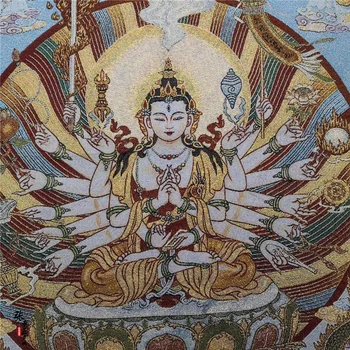 Tibet Nepal Thangka portret brocade barvanje svile vere Thangka vezenje slika Qianshou Guanyin 8