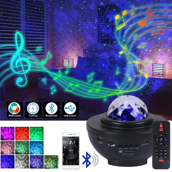 Barvita Zvezdnato Projektor Svetlobe Nebo Galaxy Bluetooth USB Glasovni Nadzor Predvajalnik Glasbe StarLED Noč Lahka Romantična Projekcija Lučka