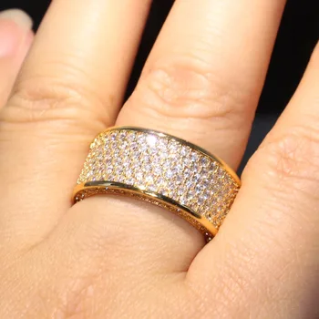 Choucong Čisto Nov Luksuzni Nakit 10KT Rumeno Zlato, ki je Napolnjena Omamljanje popolnoma Bele Jasno, 5A Kubičnih Cirkonij CZ Ženske Poročni prstan Prstan