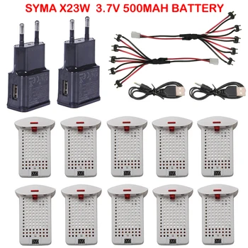 10pcs Syma X23 / X23w brnenje originalne baterije RC Quadcopter Rezervni Deli Pribor 3,7 V 500mAh Baterija in Polnilnik 5-1 Kabel