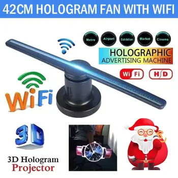 3D WiFI Fan Hologram Projektor Ustvarjalne Smešno Oglaševanje Zaslonu Trgovina Logotip Prikaz 3D Holografski Imaging Svetilke Komplet z 16G TF
