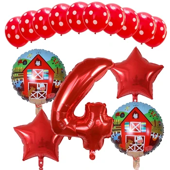 15pcs Kmetiji Temo Baloni Modra Rdeča Številka Balon 1. Rojstni dan Dekor Balon Igrače Za Otroke Kmetiji Stranka Zraka Globos Dobave