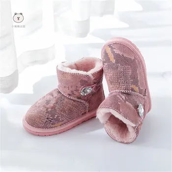 Moda Topla Nepremočljiva Plišastih Otroci Čevlji 2020 Pozimi Otrok Sneg Škornji Fantje Dekleta Pravega Usnja Gleženj Škornji ботинки