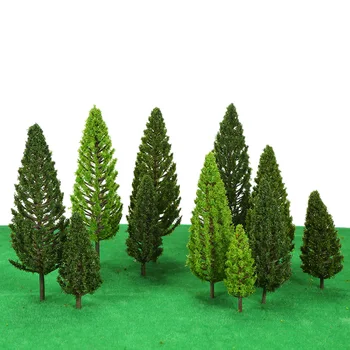 60pcs Mini Plastični Zelena Drevesa Obseg Arhitekturni Modeli Vlak Železnice Pokrajina Pokrajina Postavitev Vrt Dekoracijo Drevo Igrače