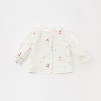 DBJ16670 dave bella pomlad moda baby dekleta lok cvjetnim natisniti majice dojenčka, malčka, vrhovi otroci, visoko kakovost oblačil