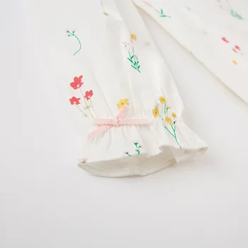 DBJ16670 dave bella pomlad moda baby dekleta lok cvjetnim natisniti majice dojenčka, malčka, vrhovi otroci, visoko kakovost oblačil