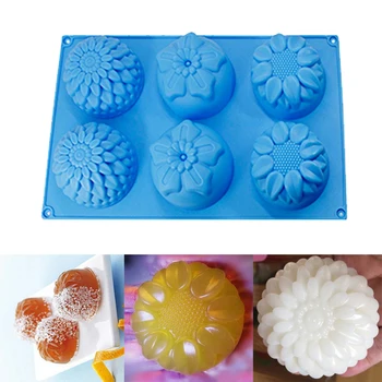 6 Lukenj Tri Cvet Vzorce 3D Krog DIY Silikona, Ročno izdelana Mila Sveča Fondat Čokoladna Torta Dekoracijo Peko Plesni Obrti