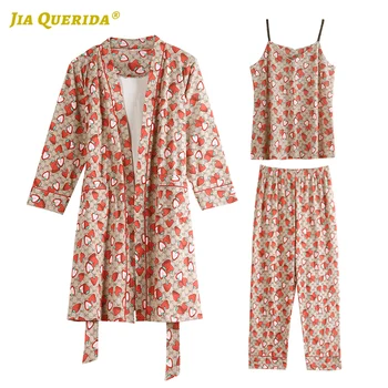 Ženske Kimono Yukata Sprednji Žep Novo Mehko Modni Slog Priložnostne Slog, Kopalni Plašč Pomlad Jesen Ženska Oblačila 3 Kosov Haljo Set
