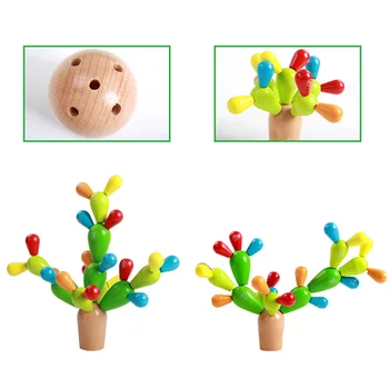 Lesene Začetku Izobraževalne Montessori Uravnoteženje Kaktus Igrača Zlaganje Mavrica Izmenljivih gradnikov za Otroka Otroci darila, Igrače,